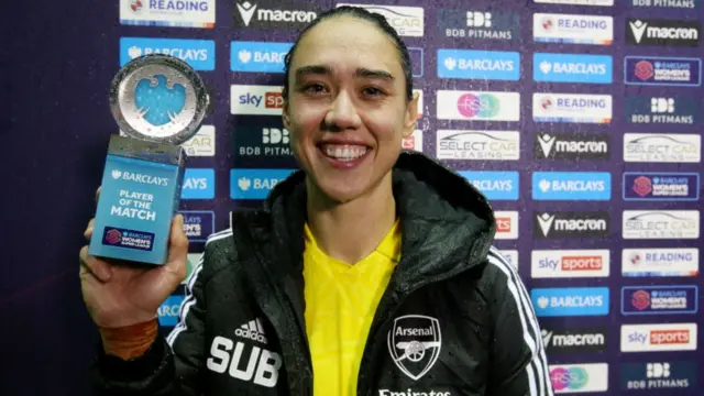 Manuela Zinsberger with her player of the match award.