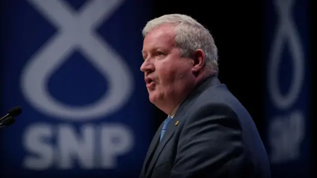 Ian Blackford, SNP Westminster Leader speaking at the SNP conference at The Event Complex Aberdeen (TECA) in Aberdeen , Scotland.