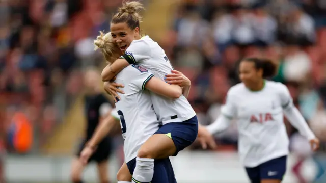 Celin Bizet Ildhusoy and Molly Bartrip celebrates their first goal