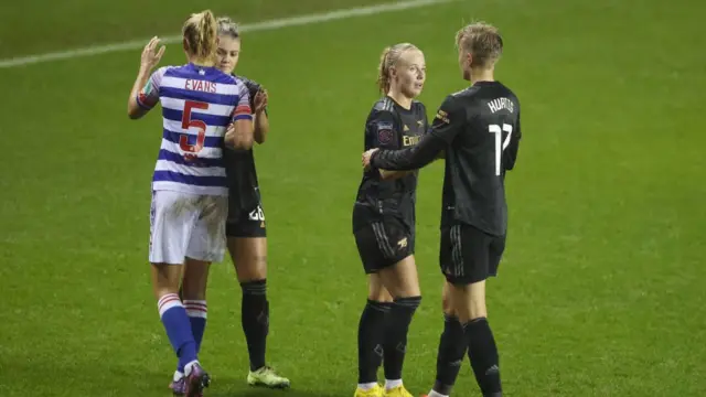 Beth Mead interacts with Lina Hurtig after the game