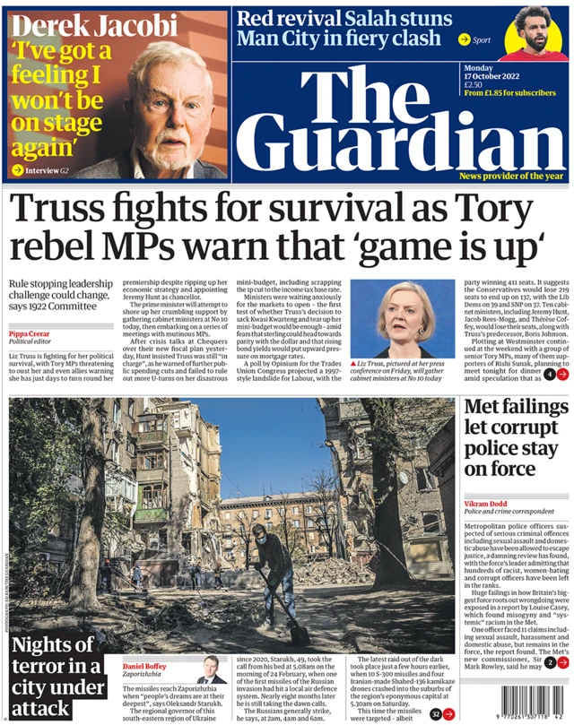 Guardian front page