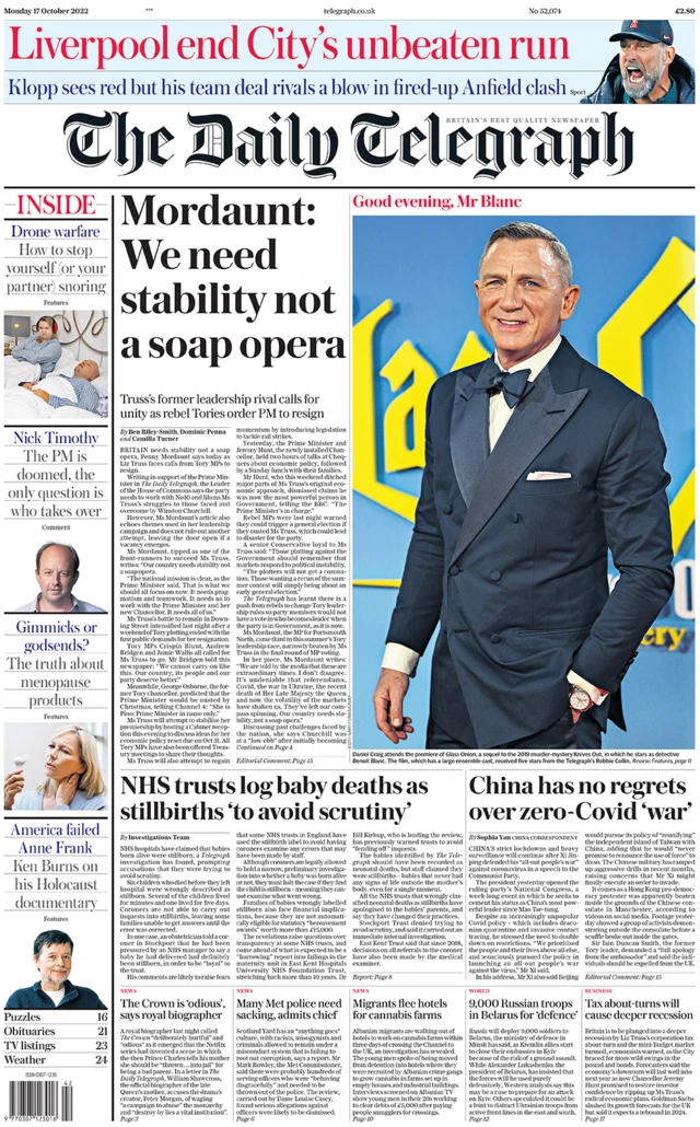 Telegraph front page