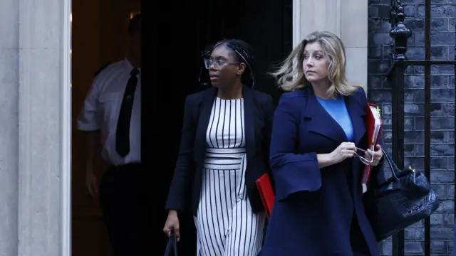 Kemi Badenoch and Penny Mordaunt leave No 10 Downing Street