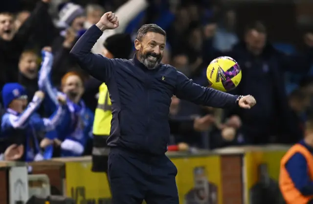 Kilmarnock manager Derek McInnes celebrates