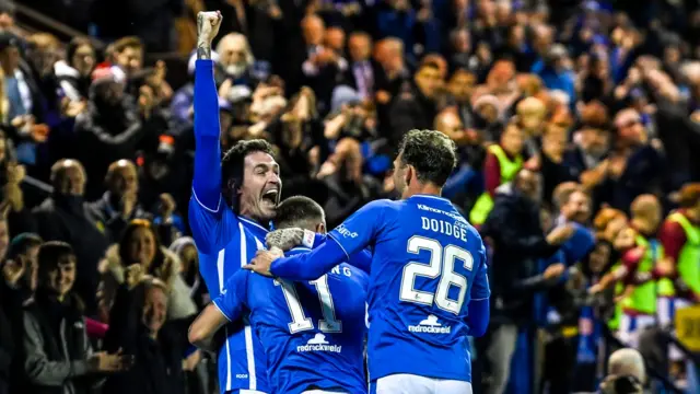 Kilmarnock celebrate Daniel Armstrong's winning goal