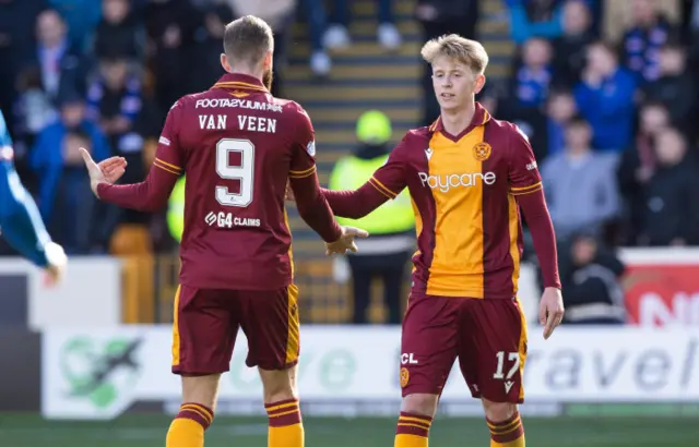 Stuart McKinstry (right) scored with a free-kick at Fir Park at the weekend