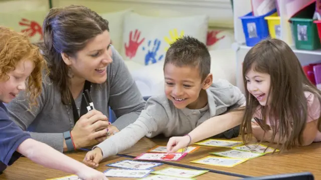 Woman providing childcare for children