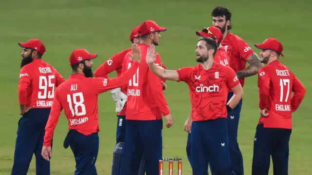 England players celebrate