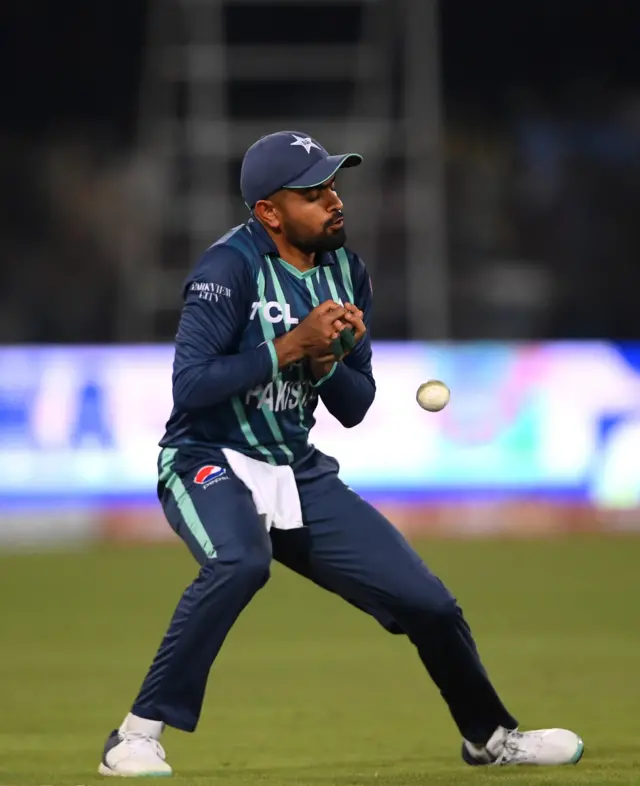 Pakistan captain Babar Azam drops a simple catch v England in Lahore