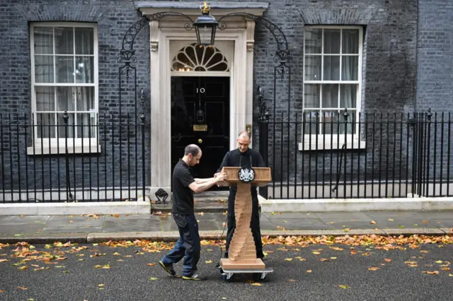 Lectern outside downing street