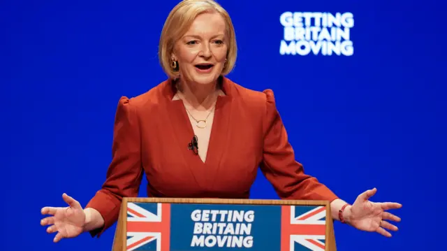 Liz Truss on 5 October at Tory conference