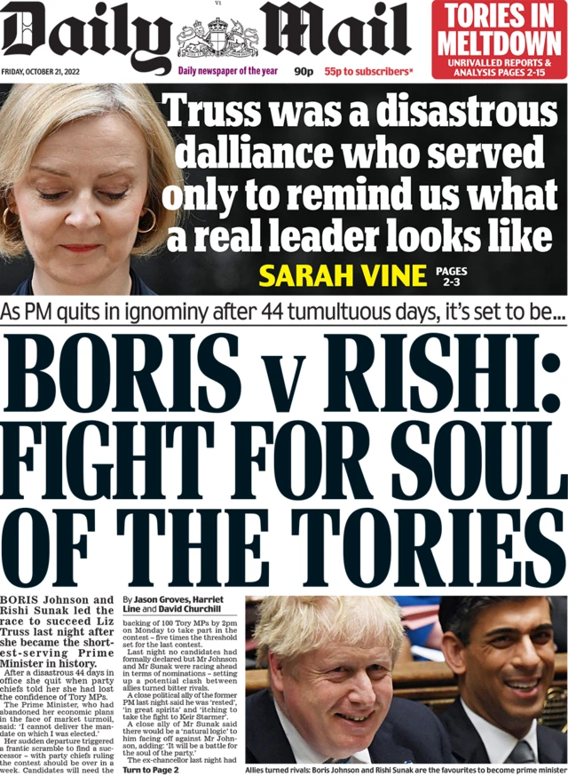 Daily Mail front page