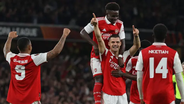 Xhaka celebrates