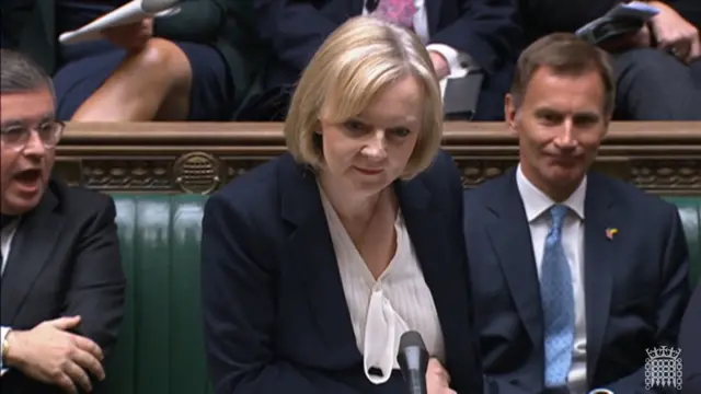 Liz truss speaks during PMQs