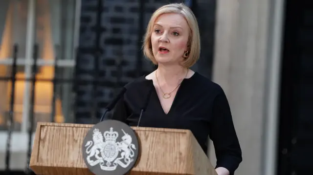 Liz Truss making a statement on the Queen's death