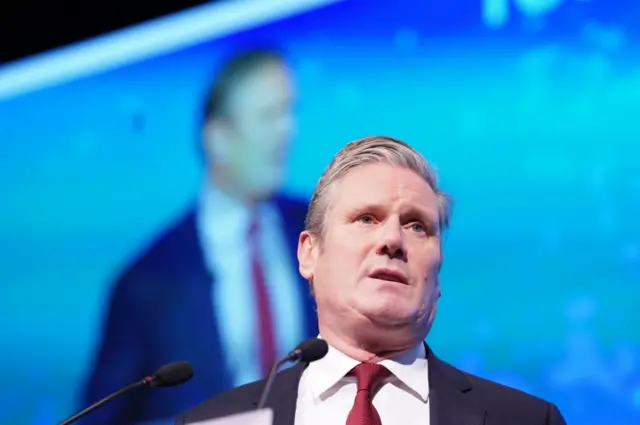 Labour leader Sir Keir Starmer speaking at the TUC congress at the Brighton Centre in Brighton