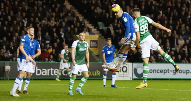 Mykalo Kukharevych leapt high to give Hibs the lead