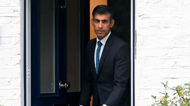 Rishi Sunak leaving his home in London this morning