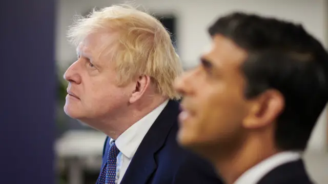 Former Prime Minister Boris Johnson and the then Chancellor of the Exchequer Rishi Sunak