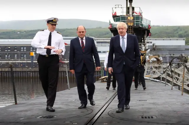 Ben Wallace and Boris Johnson visit HM Naval Base Clyde in Faslane in July 2019