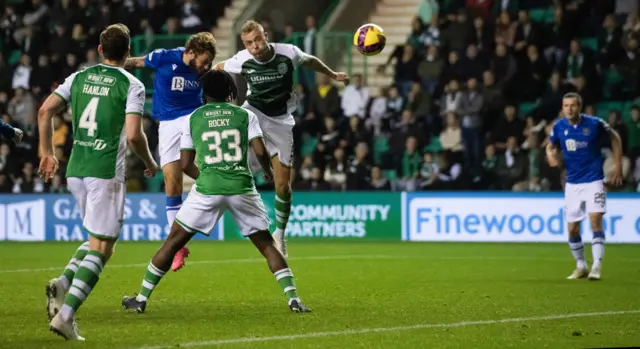 Stevie May beat Ryan Porteous to the ball to nod in St Johnstone's winner