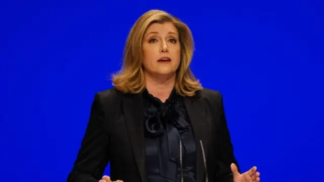 Leader of the House of Commons Penny Mourdaunt speaking at the annual Conservative party conference in Birmingham in October