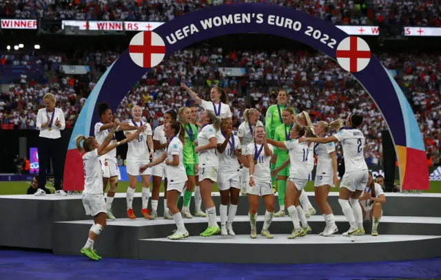 England celebrate winning Euro 2022