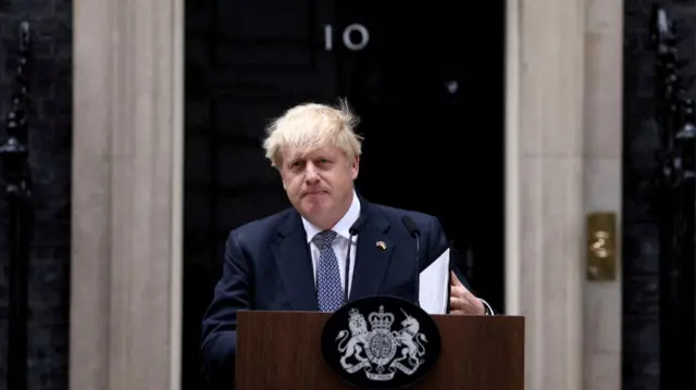 Boris Johnson speaking outside No 10 Downing Street