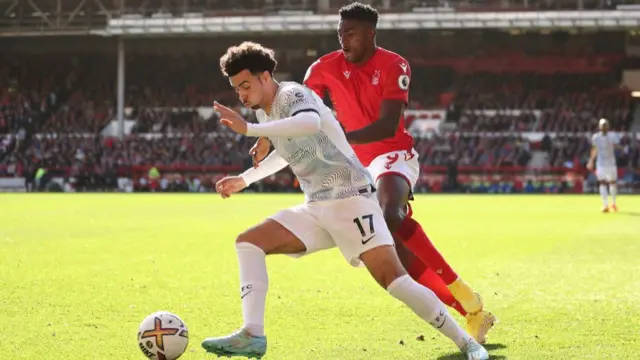 Curtis Jones and Taiwo Awoniyi during the game