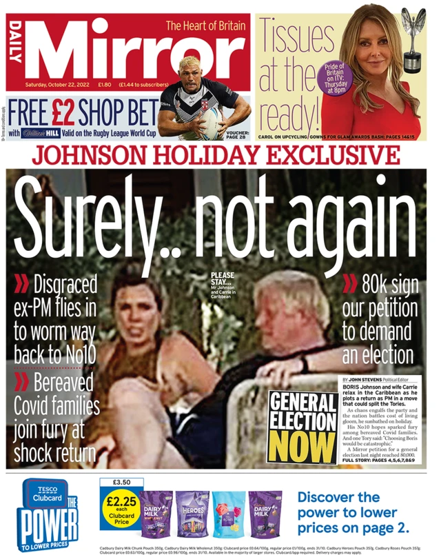 The headline in the Daily Mirror reads 'Surely not again'