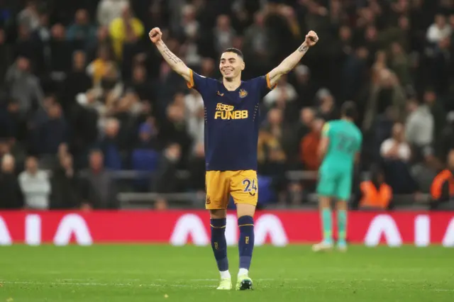 Miguel Almiron celebrates Newcastle United's victory