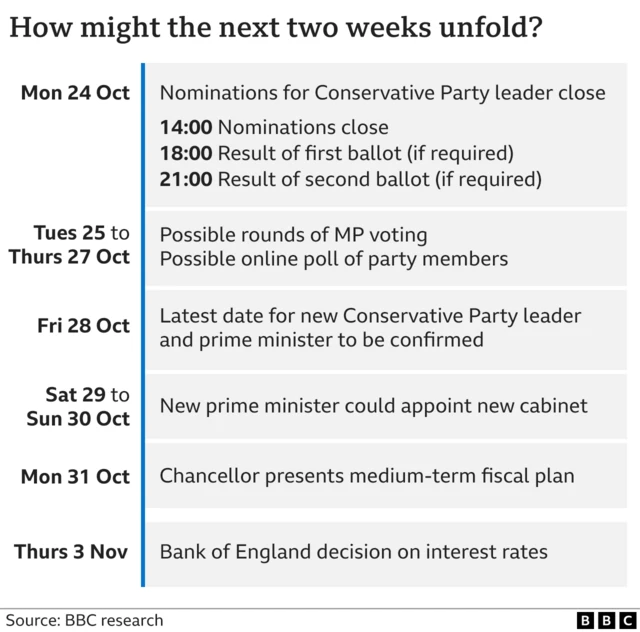 Graphic explaining how the next two weeks could unfold