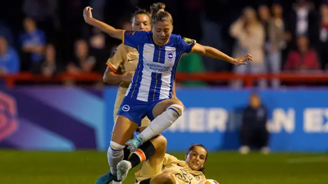 Veatriki Sarri and Jessie Fleming during the match.