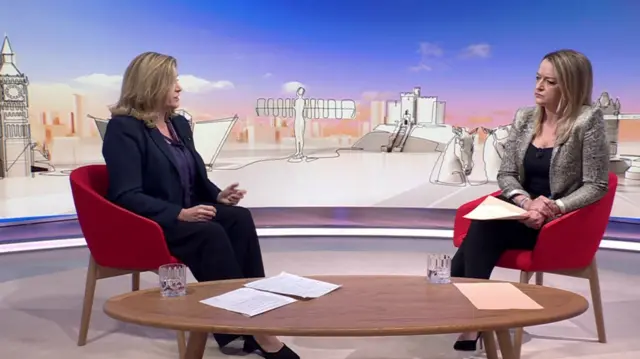 Penny Mordaunt speaking to Laura Kuenssberg