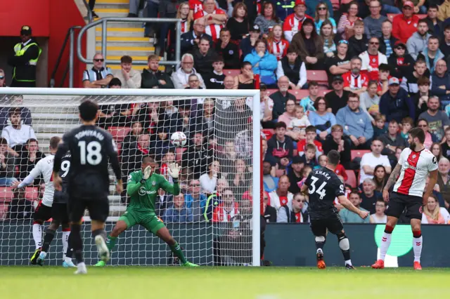 Granit Xhaka breaking the deadlock against Southampton