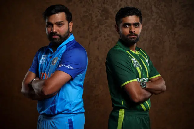 India skipper Rohit Sharma and Pakistan captain Babar Azam