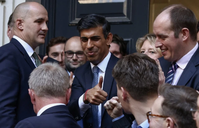 Rishi Sunak outside CCHQ in Westminster