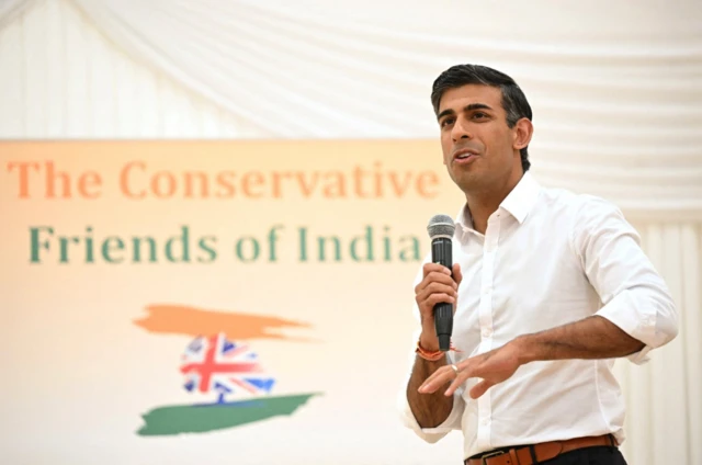 Rishi Sunak speaks at an event