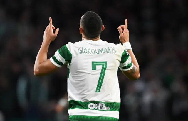 Giorgos Giakoumakis shot Celtic into a half-time lead