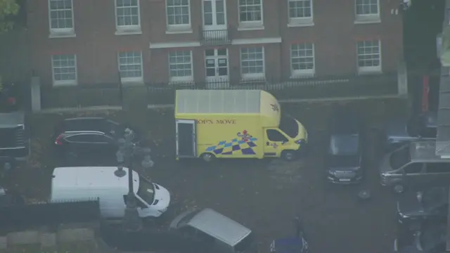 A removal van outside Downing Street