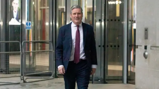 Keir Starmer walking outside the BBC