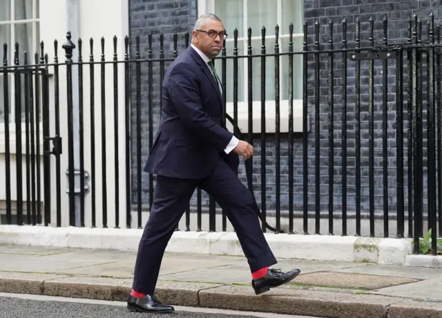 Foreign Secretary James Cleverly arriving in Downing Street