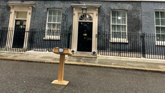 The new lectern outside Downing Street