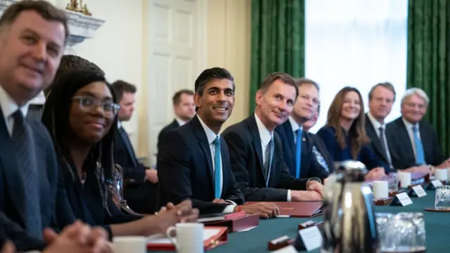 A meeting of Rishi Sunak and his cabinet ministers at 10 Downing Street