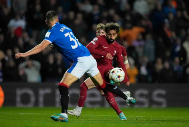 Mo Salah scored a second-half hat-trick at Ibrox