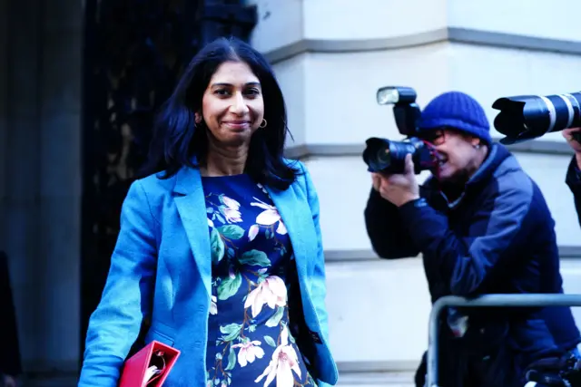 Home Secretary Suella Braverman walks down Downing Street