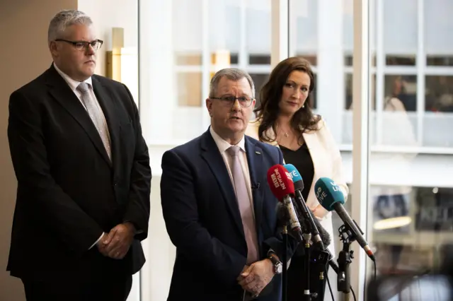 DUP party members with Jeffrey Donaldson