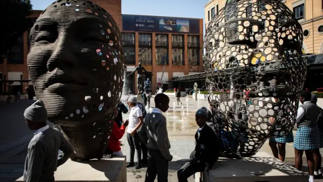 Some of the various sculptures by South African sculptor Anton Smit are on display at the Sandton Square in Johannesburg, South Africa, 02 September 2022.