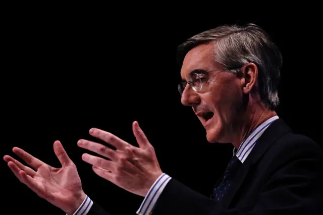 Secretary of State for Business, Energy and Industrial Strategy Jacob Rees-Mogg speaking at the Conservative party conference