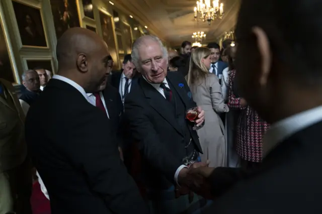 King Charles III hosts a reception to celebrate British South Asian communities, in the Great Gallery at the Palace of Holyroodhouse